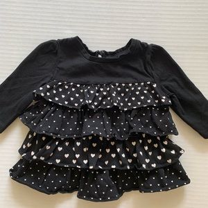 Baby Gap Black & White Ruffle Long Sleeve Top